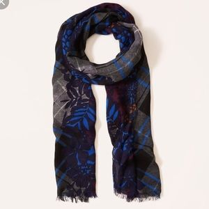 LOFT Night Floral Plaid Scarf